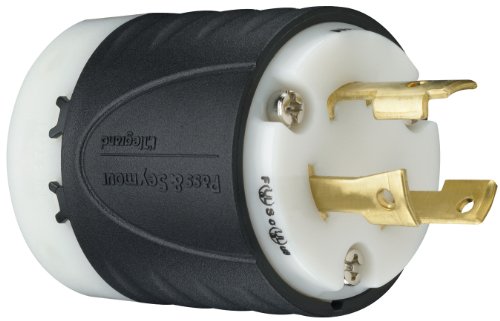Legrand Pass &amp; Seymour L630PCCV3 Turnlok Industrial Spec Grade Locking Plug, 30 Amp 250V, NEMA L6-30P, Black/White (1 Count)