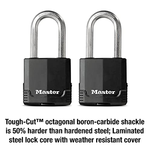 M515XTLH Magnum Heavy Duty Padlock with Key, 2 Pack Keyed-Alike, Black