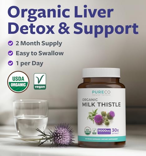USDA Organic Milk Thistle Capsules - 80% Silymarin Supp