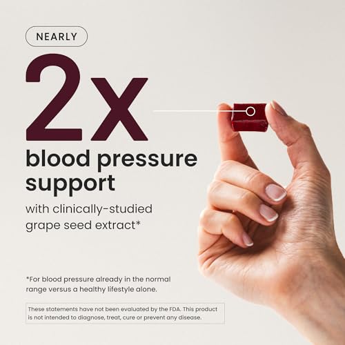 humanN SuperBeets Heart Chews, Nitric Oxide and Blood Pressure Support, Grape Seed Extract &amp; Non-GMO Beet Root Powder Energy Supplement, Pomegranate Berry Flavor, 60 Count