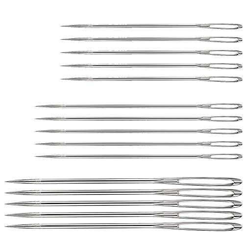 Large Eye Sewing Needles, Sewing Needles, Stainless Steel Embroidery Thread Needle, Handmade Yarn Knitting Needles Leather Needle (15 Pieces)