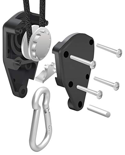 GLROPEX2 2-Pair 1/8 Inch 8-Feet Long Heavy Duty Adjustable Rope Clip Hanger (150lbs Weight Capacity) Reinforced Metal, 2 Pairs, Black