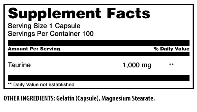 Amazing Formulas Taurine Amino Acid Supplement | 1000 M