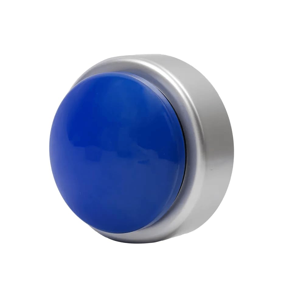 Talking Button Alarm Clock for The Blind, Jumbo Talking Button Clock for Low Vision, Visual Impairment, Gift Clock for Mother,Father,Seniors,Elderly,Blind People (Jumbo Silver&amp;Blue)