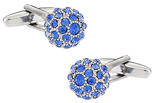Sapphire Blue Ball Cufflinks with Presentation Gift Box - Perfect for Travel