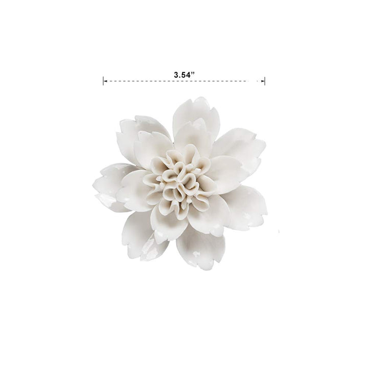 Ceramic Wall Flowers Decor Handmade 3D Wall Art Hanging Sculpture White 3.54