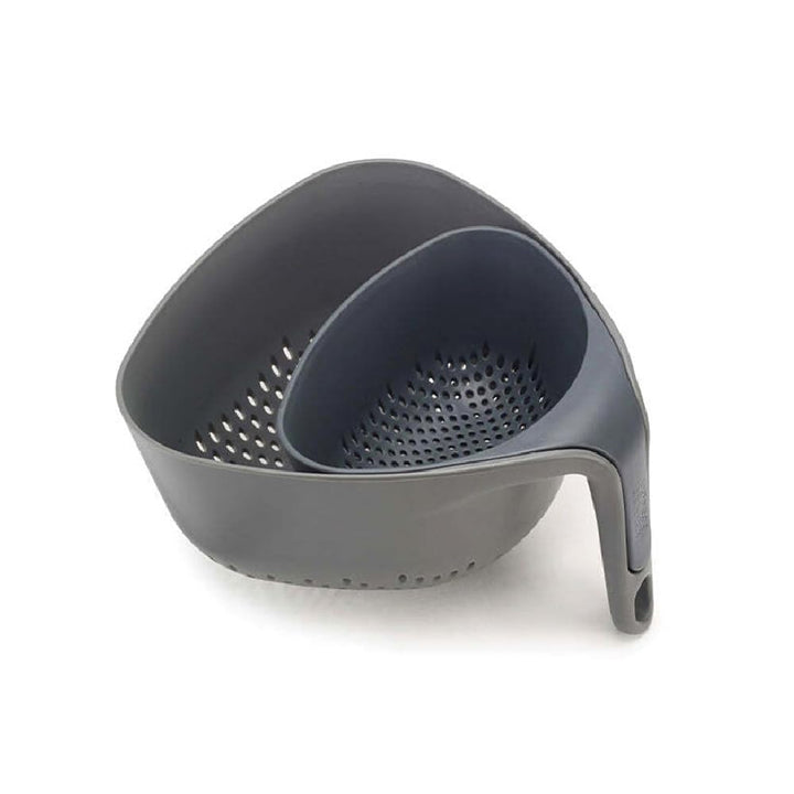 Nest Colanders Stackable Set with Easy-Pour Corners and Vertical Handle, 2-piece, Gray