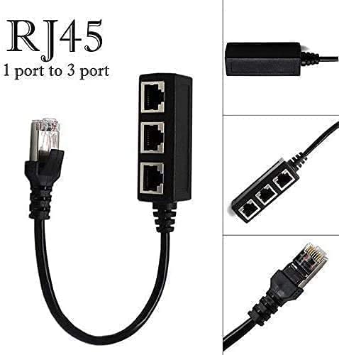 RJ45 Ethernet Splitter Cable, Sartyee RJ45 Y Splitter Adapter 1 to 3 Port Ethernet Switch Adapter Cable for CAT 5/CAT 6 LAN Ethernet Socket Connector Adapter Cat5 Cat6 Cable - ONE at A TIME