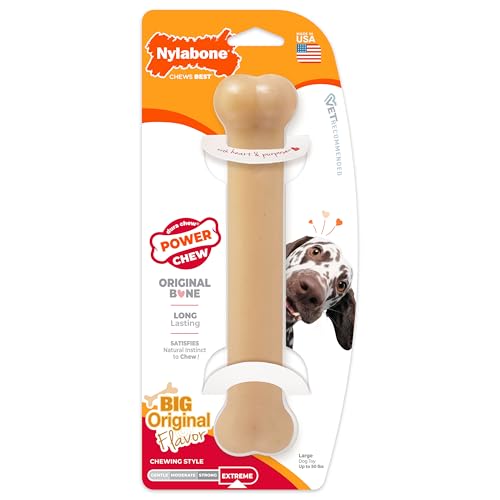 Original Bone Power Chew Toy for Dogs, Durable & Tough Dog Toys for Aggressive Chewers, Original Flavor, Large - Up to 50 Ibs, 1 Count