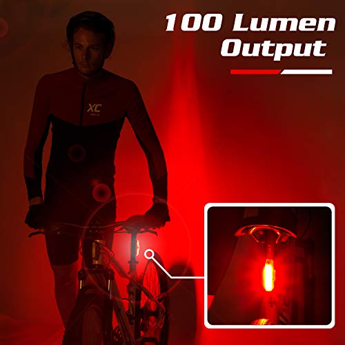 Bike Tail Light USB Rechargeable by Apace - Super Bright 100 Lumens LED Bicycle Rear Light Easily Clips on as a Red MTB Taillight for Optimum Cycling Safety