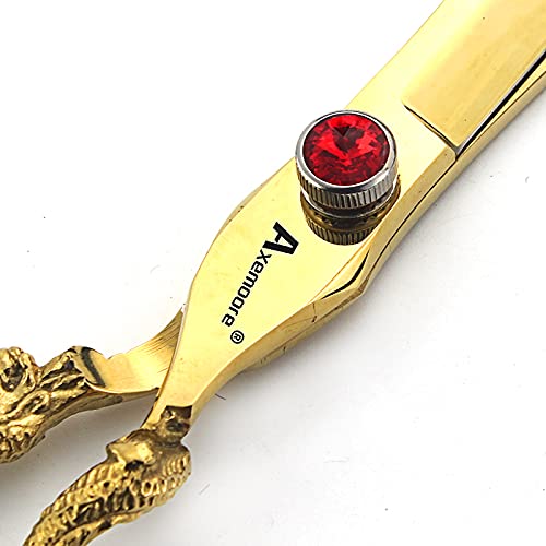 6 inch /7 inch salon professional salon scissors salon hairdresser hair cutting hairstyle pruning tools Japan 440c high hardness stainless steel golden (Gold)