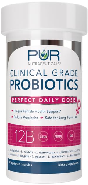 Woman&#39;s Clinical Grade Probiotics * 12 Billion CFUs/Serving * 10 Strains * Built-in Prebiotic * 60 Daily Capsules - 2 Month Supply * All Natural 100% Made in USA