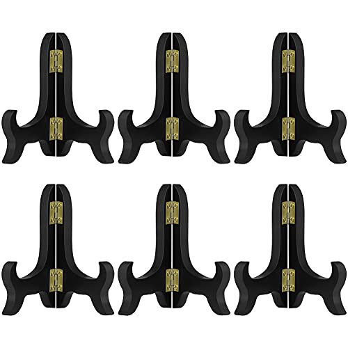Petutu 6 Pack 4 Inch Wooden Display Stand Plate Easels 