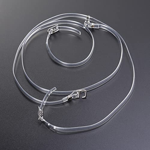 1 Pair of Womens Transparent Shoe Straps with Silver Bu