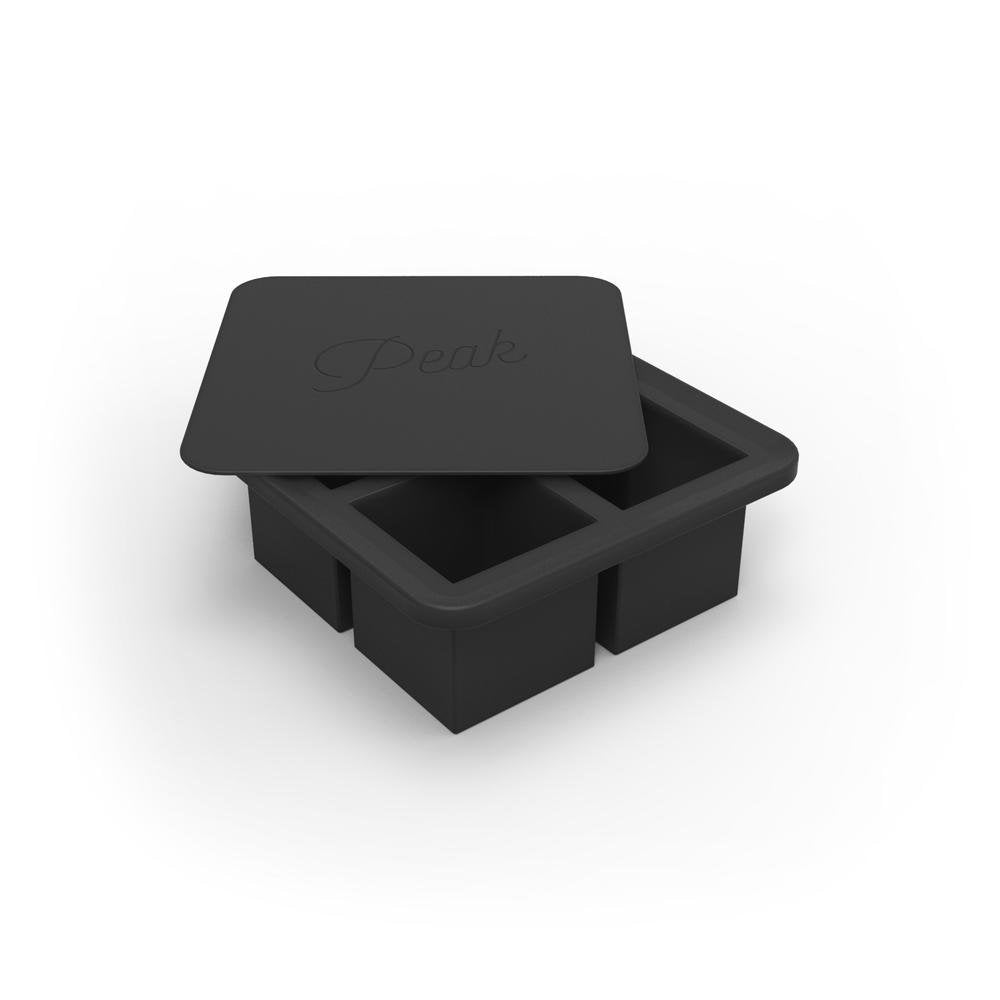 W&amp;P Peak Silicone Extra Large Cube Ice Tray w/ Protective Lid | Charcoal | Easy to Remove Ice Cubes | Food Grade Premium Silicone | Dishwasher Safe, BPA Free
