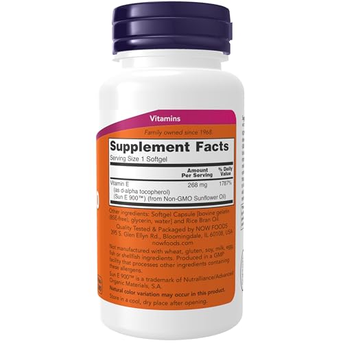 NOW Foods Supplements, Sun-E™ 400 IU with d-alpha Tocopherol from Non-GMO Sunflower Oil, 60 Softgels