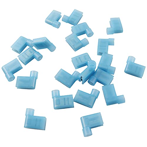 Right Angle Spade Connector 100PCS 16-14AWG Flag L Shape Insulated Spade Crimp Terminal Connector Blue