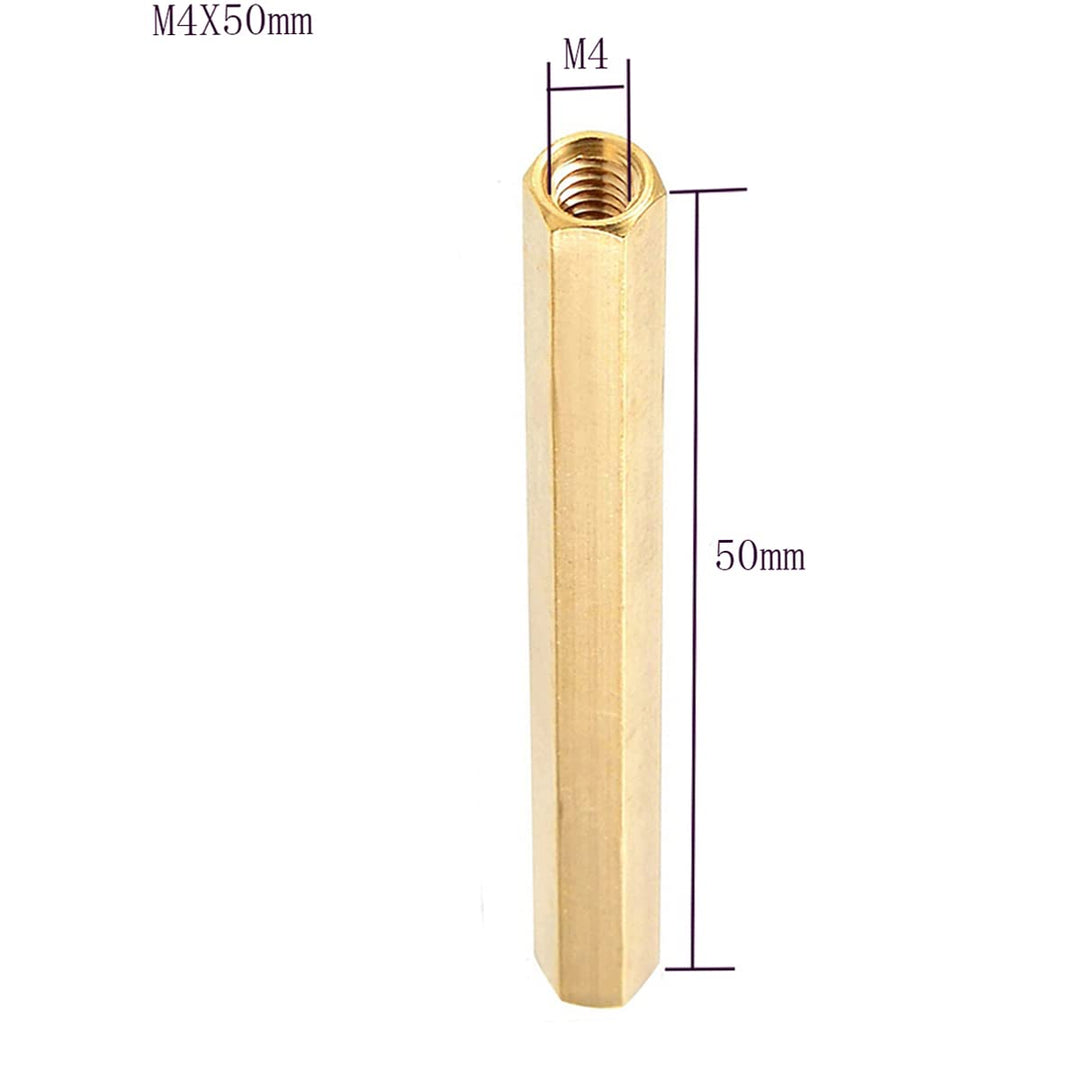 Female to Female Thread Spacer Screws Brass Hex Standoff M4 x 50mm PCB Pillar for Drone Quadcopter, Computer &amp; Circuit Board, Pack of 20