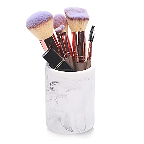 zccz Toothbrush Holder for Bathroom Marble Look, Electric Toothbrush and Toothpaste Holder, Organizer Makeup Brushes Razor Holder, Stand Cup, White Marble Look Toothbrush Cup
