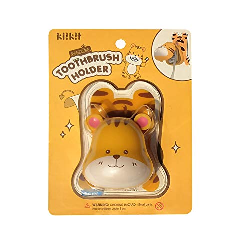 Toothbrush Holder Wall Mounted, Animal Kids Toothbrush Holder (Yellow Tiger)