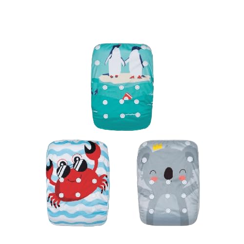 Swim Cloth Diapers, Washable Reusable One Size Adjustable to Fit 10-40 lbs Boy &amp; Girl Baby Shower Gifts Swimming Lessons 3-Pack #4