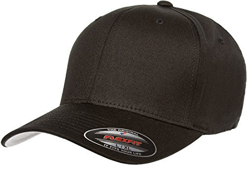 Flexfit Cotton Twill Fitted Cap, Black, Small/Medium