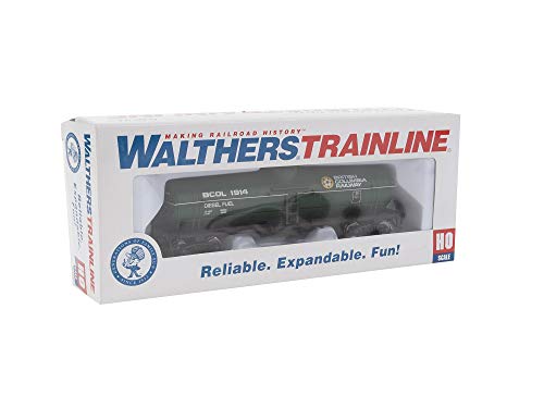 HO Scale Model British Columbia Railway Tank Car, Green/Yellow/White
