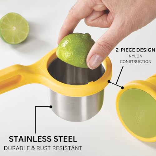 Helix Citrus Press Juicer, Ergonomic Twist action hand press, lemon/lime squeezer, BPA free - Yellow