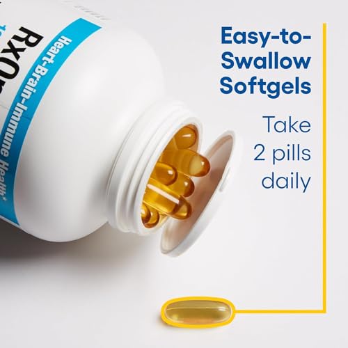 , RxOmega-3 Fish Oil, Pharmaceutical Grade, 1260 mg Omega-3 Per Serving, No Fishy Aftertaste, 240 Count (Pack of 1)