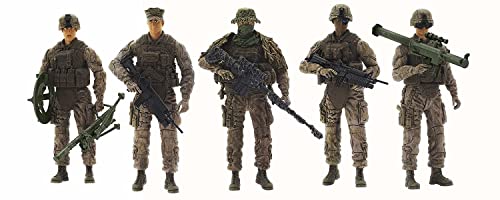 Elite Force Marine Recon Action Figures – 5 Pack Military Toy Soldiers Playset | Realistic Gear and Accessories –