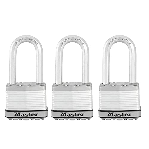 M1XTRILH Magnum Heavy Duty Padlock with Key, 3 Pack Keyed-Alike,Silver