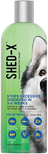 Shed-X Liquid Dog Supplement, 32oz – 100% Natural – Helps Dog Shedding, Fish Oil for Dogs Supports Skin &amp; Coat, Dog Oil for Food with Essential Fatty Acids, Vitamins, and Minerals