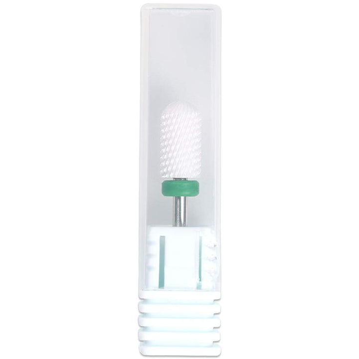Beauticom Professional USA Ceramic White ROUND Top LARGE Barrel Bit Nail Drill (Grit: COARSE) 3/32 Shank Size