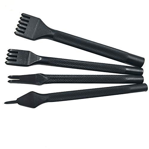 Citian Alloy Stainless Steel 4pcs 1/2/4/6 Prong Lacing Diamond Stitching Chisel Hole Punches Tool,Sharp Pricking Iron Leather Craft Tool Sets DIY Handwor (3mm)