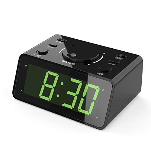 Digital Clock, Dual Alarm, Personalized 15S Recording, 12/24Hr, 3-Level Led Brightness, Battery Operated, Snooze, Alarm Clock for Heavy Sleepers Adults, Clock for Bedroom Kitchen Office
