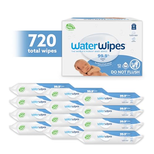 Plastic-Free Original Baby Wipes, 99.9% Water Based Wipes, Unscented & Hypoallergenic for Sensitive Skin, 60 Count (Pack of 12), Packaging May Vary