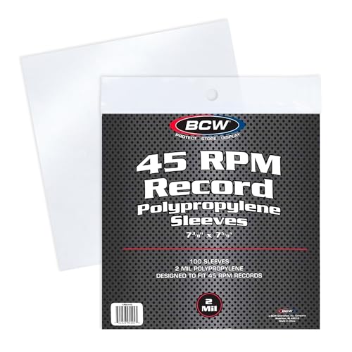 100 Vinyl 45 RPM 7 Record Poly Outer Record Sleeves | Album Covers | Crystal Clear | Record Covers | 2 Mil Thickness | Vinyl Record Storage | Dust and Scratch Protection | Vinyl Record Sleeves