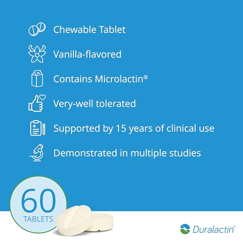 PRN Pharmacal Duralactin Canine Chewable Tablets - Joint Health Supplement for Dogs &amp; Puppies Supports Mobility &amp; Wellness - Tablets Containing Dried Milk Protein - Vanilla Flavor - 60 Canine Chews