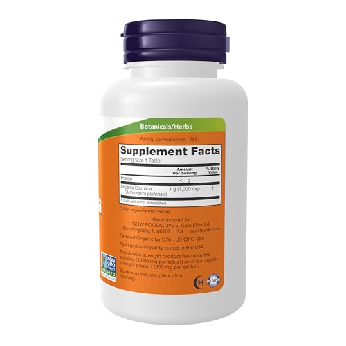 NOW Foods Supplements, Certified Organic, Spirulina 100