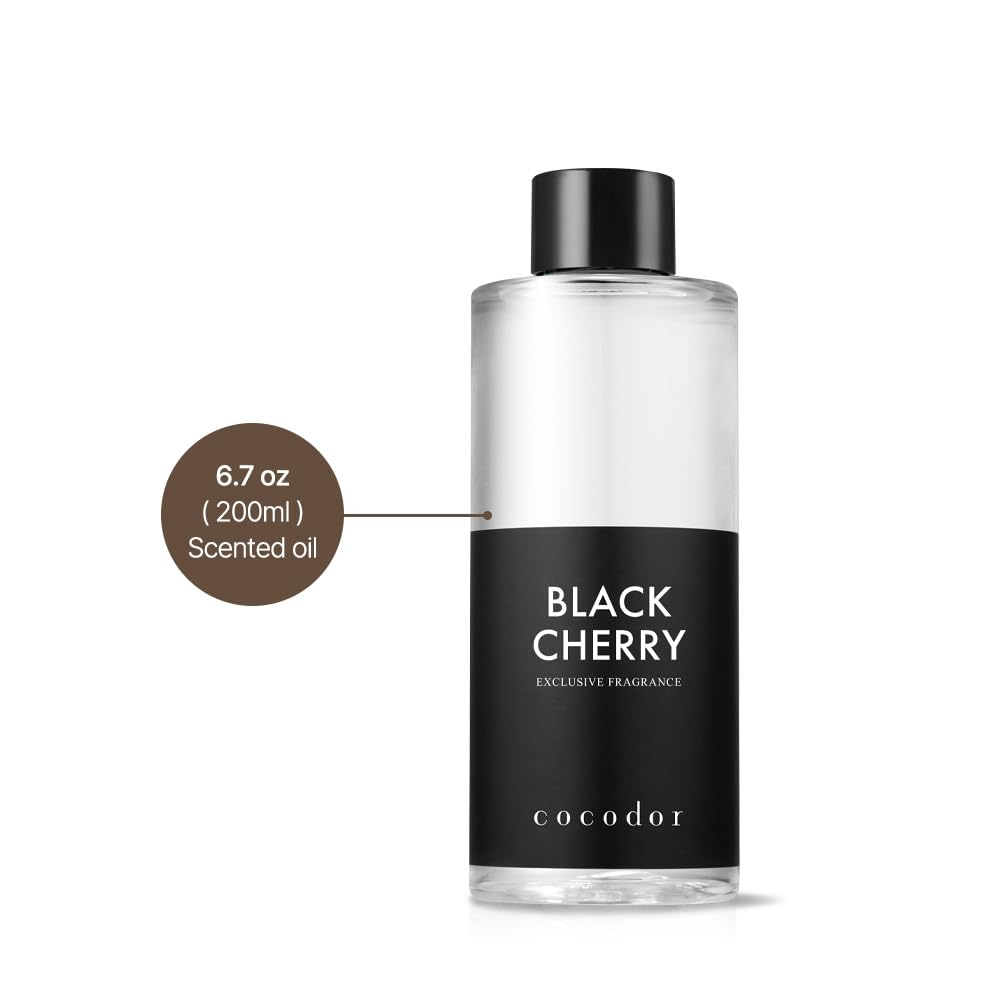 Cocod&#39;or COCODOR Reed Diffuser Oil Refill/Black Cherry/6.7oz(200ml)/1 Pack/Aroma therapy, Home Fragrance, Scented Oils, Oils for Reed Diffuser, Office Décor, Decoration