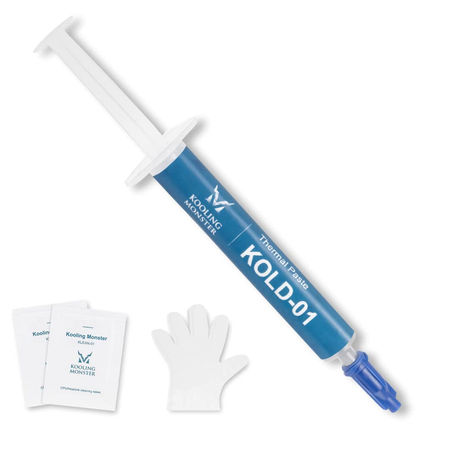 KOLD-01, High Performance Silicone Thermal Paste for Cooling All CPU/Heatsinks, Silicone Paste Designed for Easy Spreading, Inc. Gloves & Cleaning Wipes, No Odor (1.4ml/3.6g)