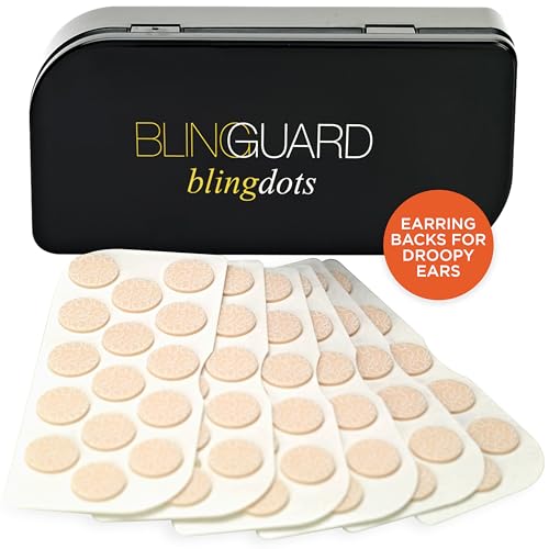 BlingDots Earring Support &amp; Stabilizer - 90 Dots/45 Pairs - Drooping Earring Disc Ear Lobe Back Support, Lifts Large &amp; Heavy Earrings