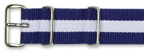 Ballistic Nylon Watch Band - Navy with White stripe - 19mm