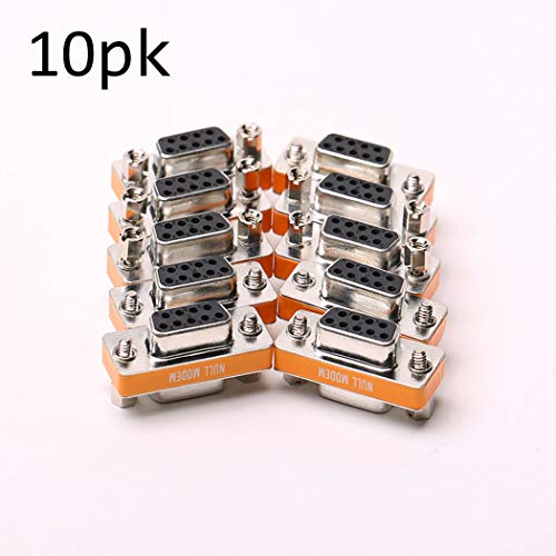 DB9 Null Modem Female to Female Slimline Data Transfer Serial Port Adapter 10 Pack