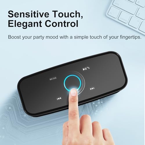 SoundBox Touch Wireless Bluetooth Speaker with 12W HD Sound and Bass, IPX5 Waterproof, 20H Playtime, Touch Control, Bluetooth 5.0, Handsfree, Speaker for Office, Home, Outdoor, Travel-Upgraded