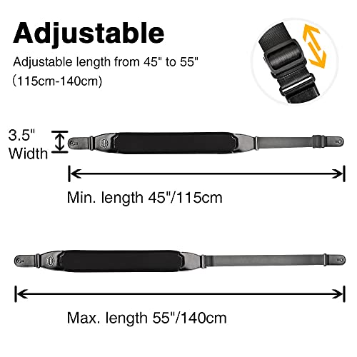 Guitar Straps for Electric Guitar Bass, 3.5 Wide Padded Guitar Strap Neoprene Pad with 3D Sponge Filling Bass Guitar Straps Adjustable Length from 45 to 55 with Strap Locks, Picks