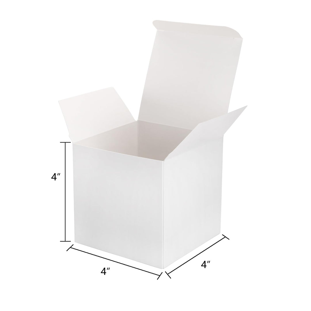 100 Pack White Paper Gift Boxes with Lids, 4 x 4 x 4 Inch Gift Wrapping Box Party Favor Box Goodies Treat Boxes Candy Box for Thanksgiving Day Christmas Wedding, Bridesmaids Proposal, Birthday, Baby Shower