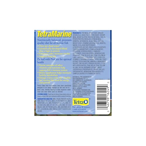 Marine Large Saltwater Flakes, Nutritionally Balanced Fish Food for Saltwater Fish, 5.65 oz