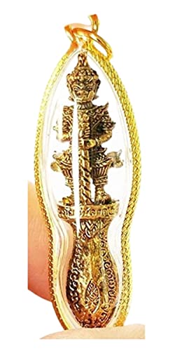 MiracleTH6395 Thai Magic Amulet Power Wessuwan Giant God Statue Waterproof Pendant & Pha Yant Wessuwan Giant God Talisman Cloth Mantra Protection Danger Evil Spirit Dark Magic Blessing by Lp YangDam