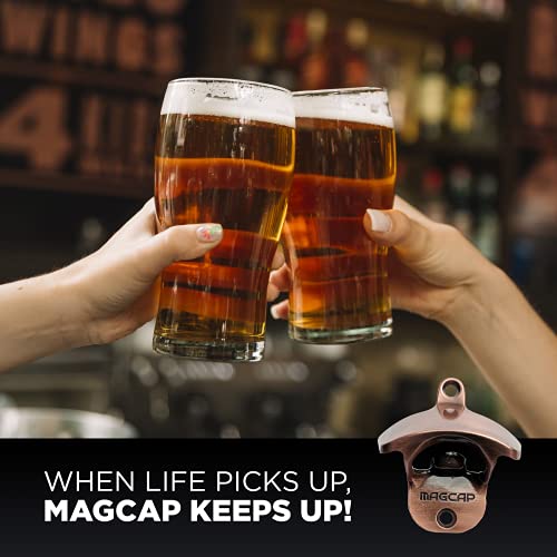 Outdoor Bottle Opener Wall Mounted - Style Magnetic Beer Bottle Opener that Catches Caps - Easy to Install and Incredibly Convenient